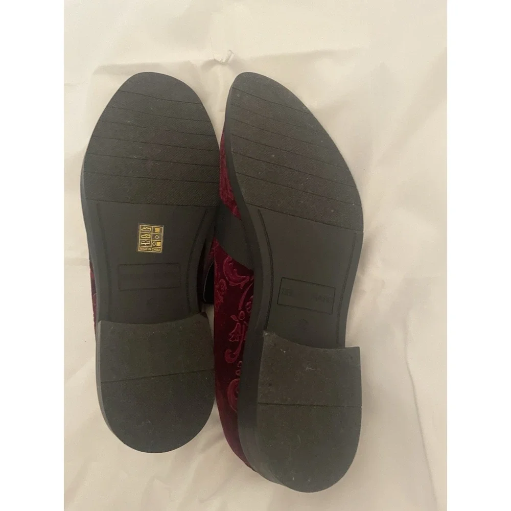 Bruno Marc Men's Dress Shoes Size 12 Red Wine Slip‎ On Tuxedo Velvet Loafers